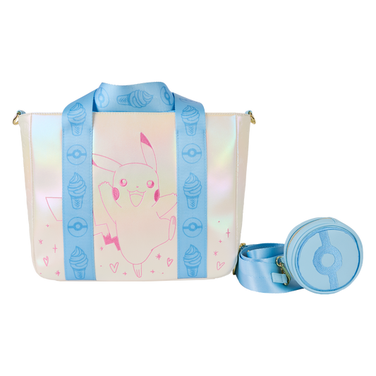 Loungefly Pokémon Iridescent Embossed Pikachu Tote Bag with Coin Bag