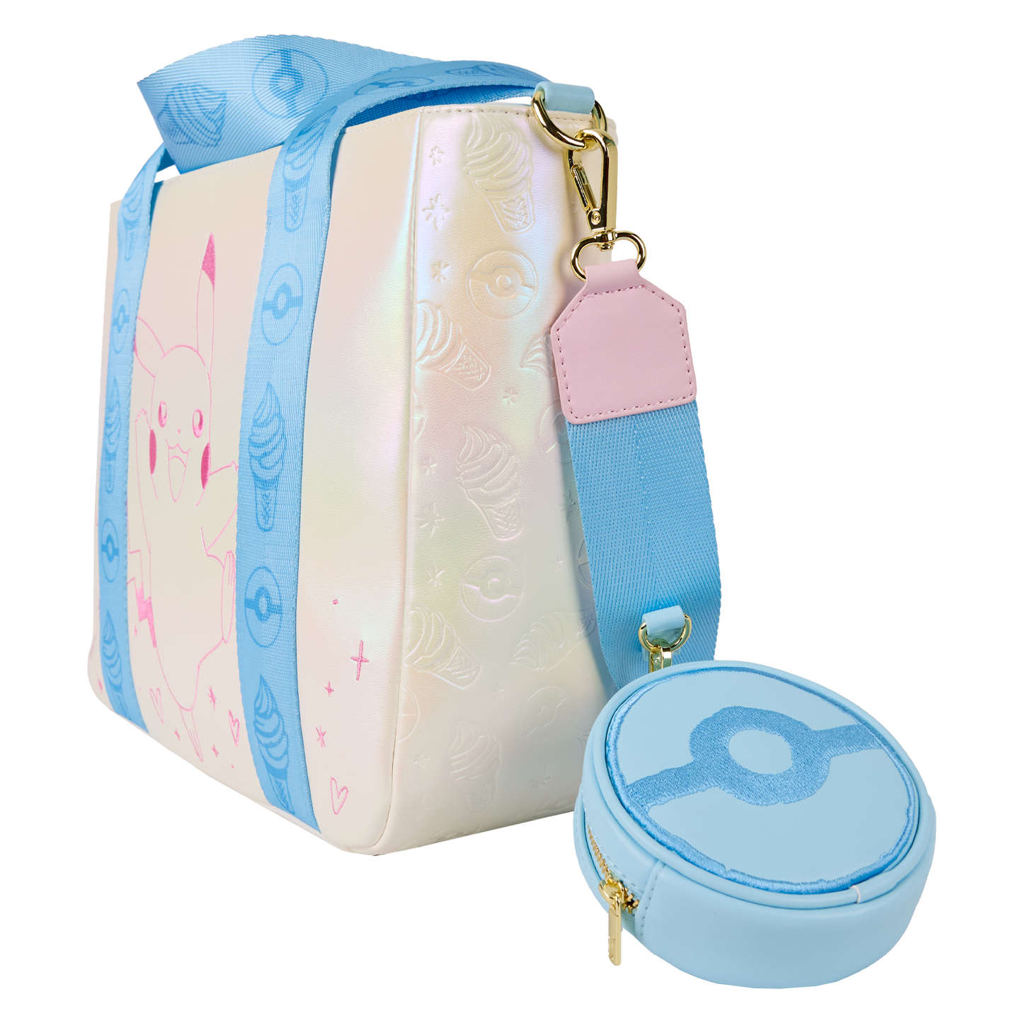 Loungefly Pokémon Iridescent Embossed Pikachu Tote Bag with Coin Bag