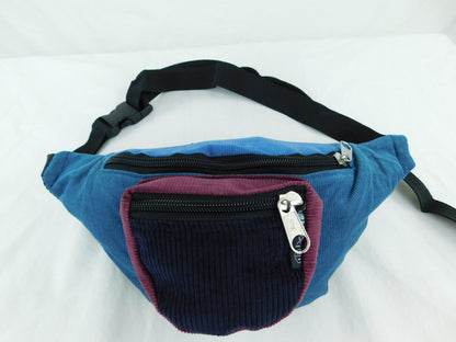 Patchwork Corduroy Fanny Pack with Three Pockets