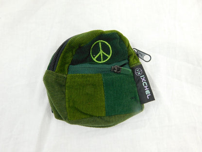 Patchwork Corduroy Micro Backpack with Peace Sign Embroidery