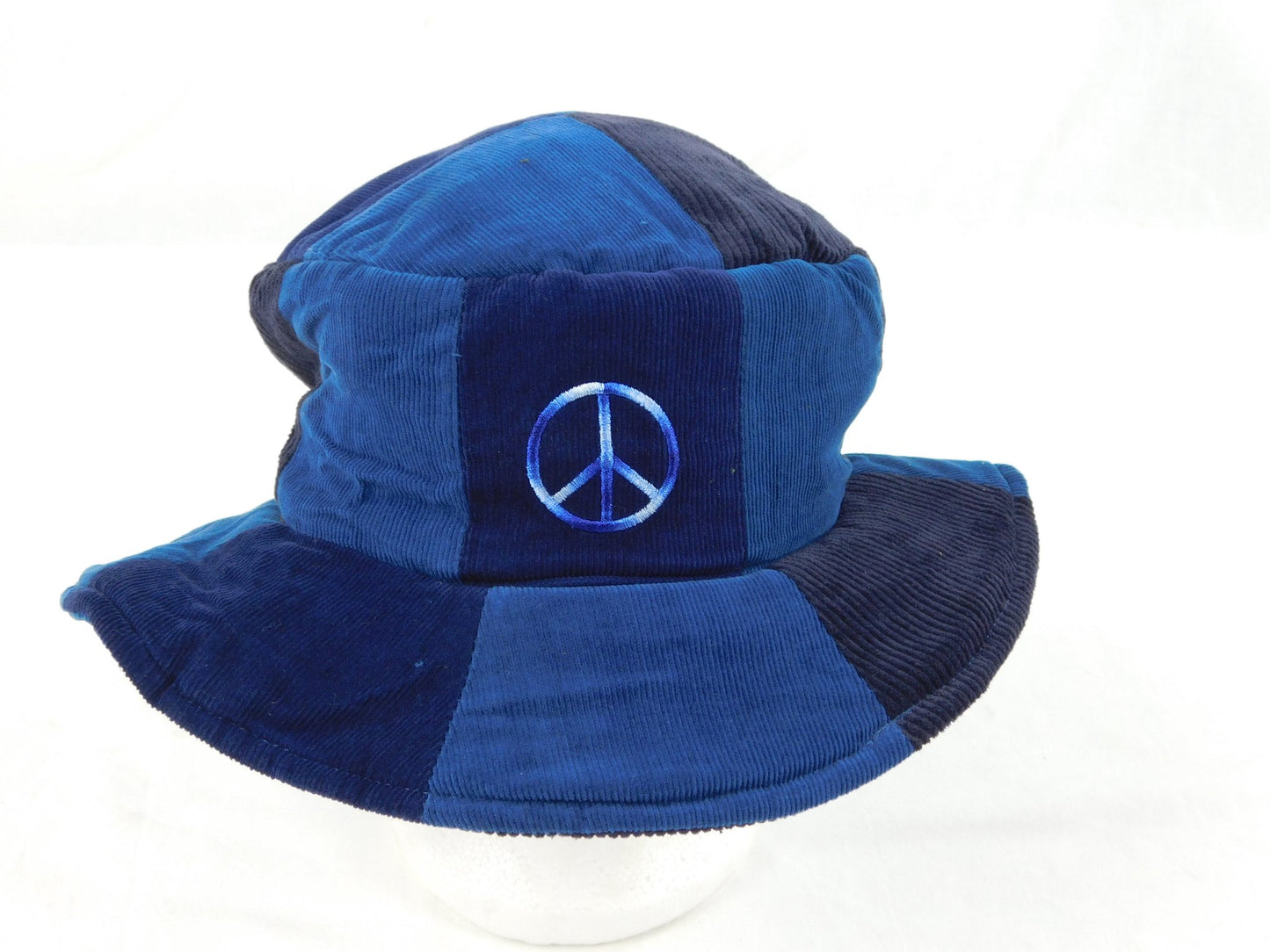 Patchwork Floppy Hat with Peace Sign Embroidery