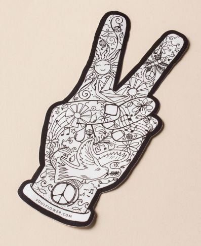 Soul Flower Peace Fingers Sticker