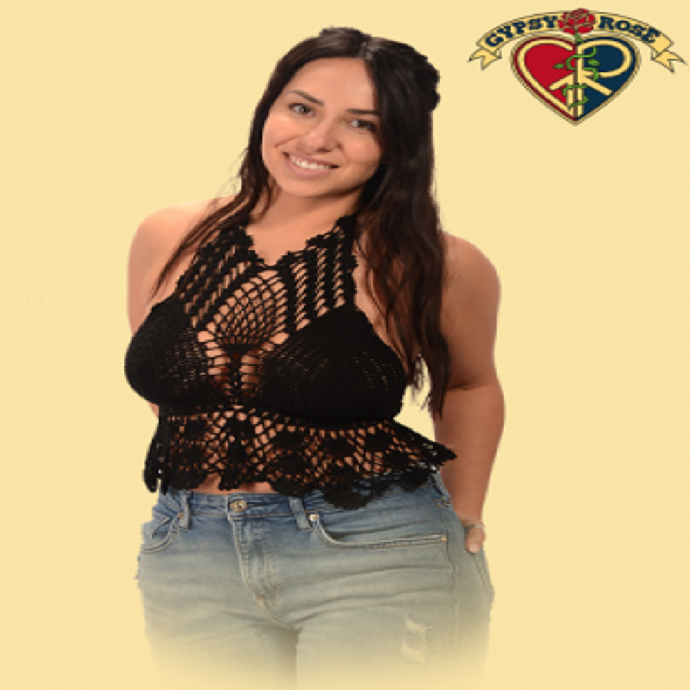 Pretty Petal High Neck Crochet Halter Top