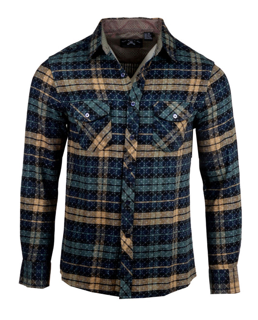 'Get Rhythm'  Flannel in Olive