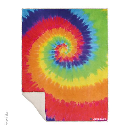 Rainbow Spiral Tie Dye Fleece Throw Blanket SALE