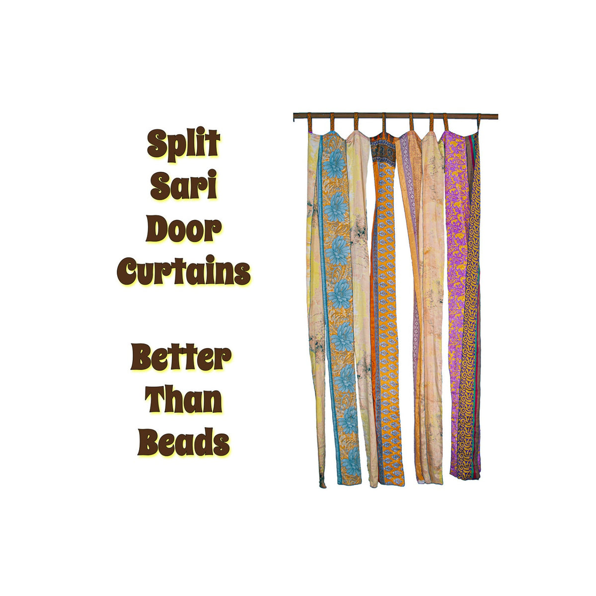 Recycled Split Sari Door Curtain Panel (54" x 63") in Assorted Prints