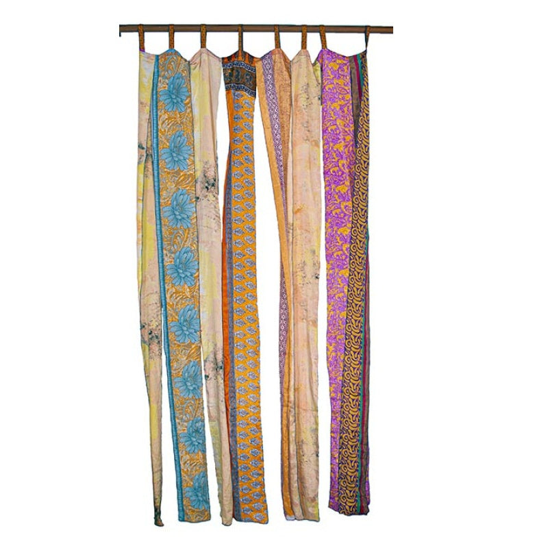 Recycled Split Sari Door Curtain Panel (54" x 63") in Assorted Prints