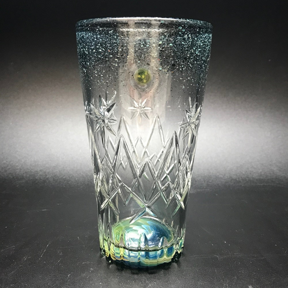 Rotational Science Hand Carved Frit Accented Pint Glass / #3