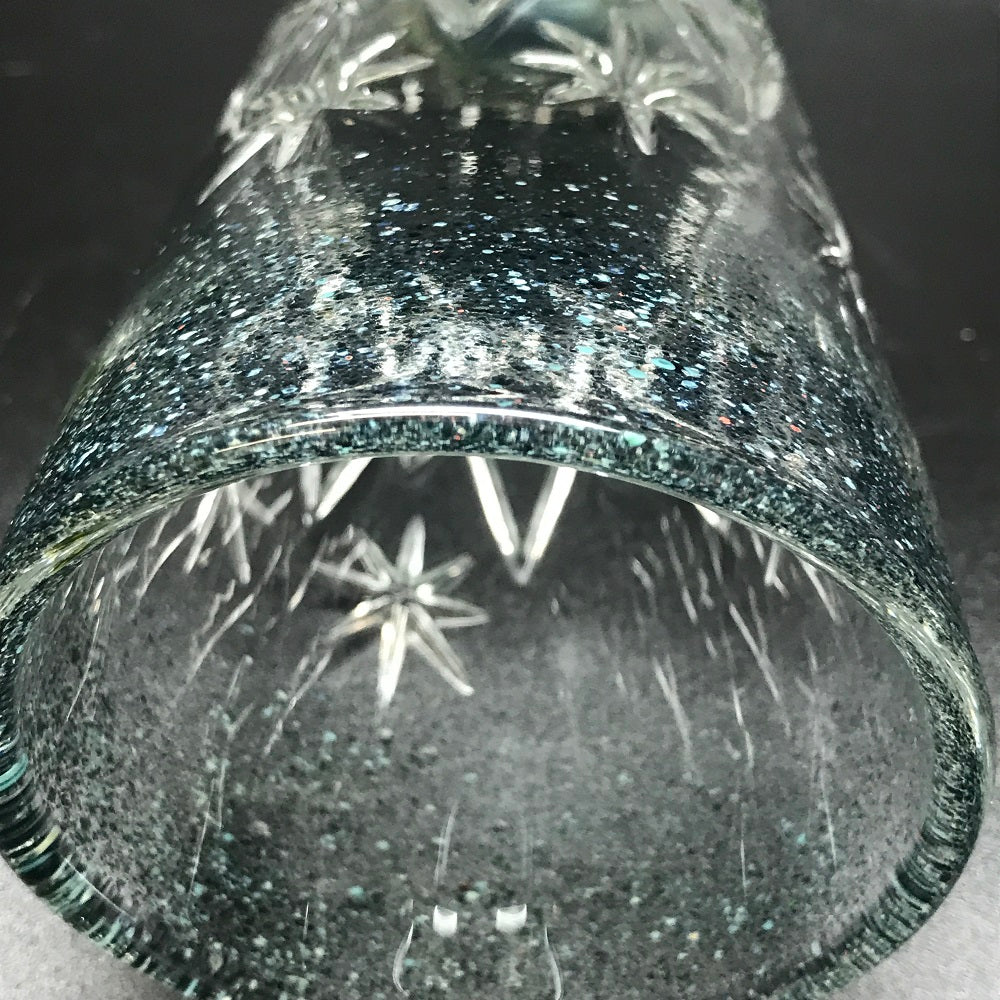 Rotational Science Hand Carved Frit Accented Pint Glass / #3