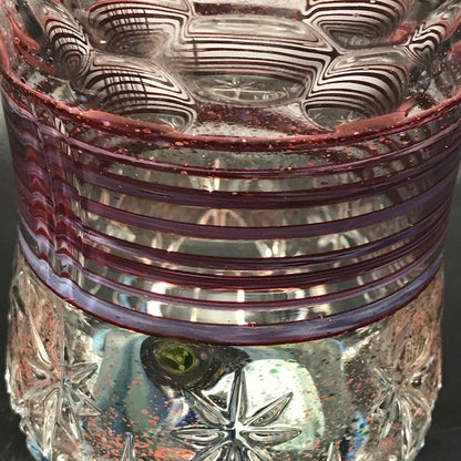 Rotational Science Color Wrapped Space Scene Base Hand Carved Drinking Glass / #10