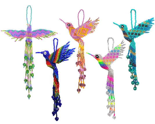 Handmade Seed Bead Hummingbird Ornament Keychain