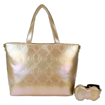 Sanrio Hello Kitty 50th Anniversary Metallic Gold Tote Bag With Coin Bag SALE