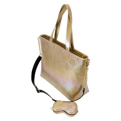 Sanrio Hello Kitty 50th Anniversary Metallic Gold Tote Bag With Coin Bag SALE