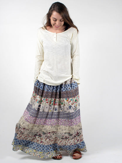 Blue Sky Designs Smocked Panel Patchwork Skirt