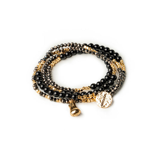 Soul Stacks Black Agate Bracelet Bar Terra Stone Wrap Bracelet & Necklace