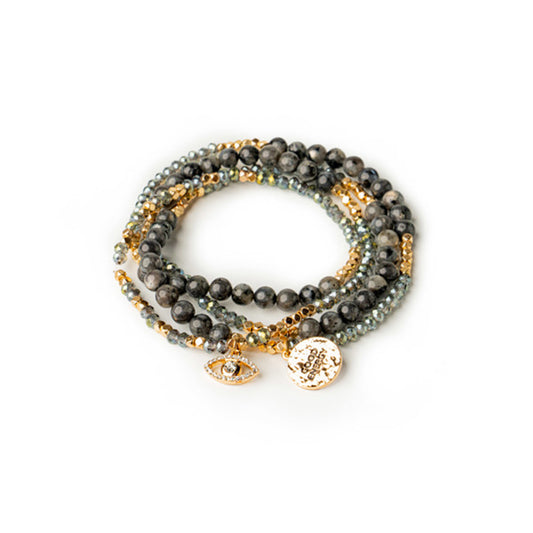 Soul Stacks Black Labradorite Bracelet Bar Terra Stone Wrap Bracelet & Necklace