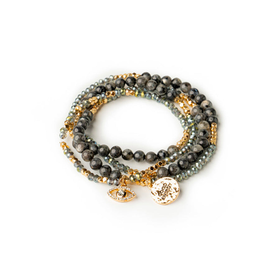 Soul Stacks Black Labradorite Bracelet Bar Terra Stone Wrap Bracelet & Necklace