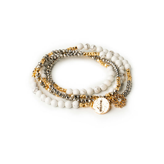 Soul Stacks White Howlite Bracelet Bar Terra Stone Wrap Bracelet & Necklace