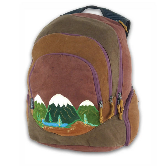 Super Backpack in Heavyweight Cotton Denim with Mountain Applique SALE