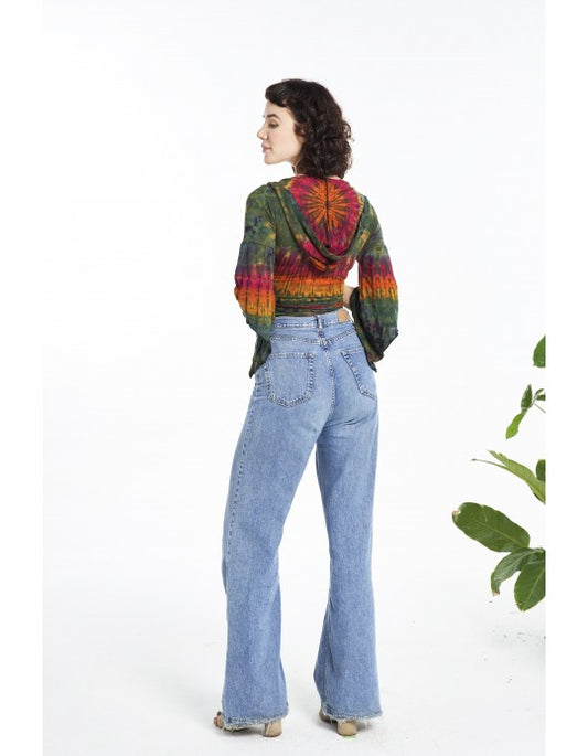 Tie Dye Wrap Around Crop Hoodie