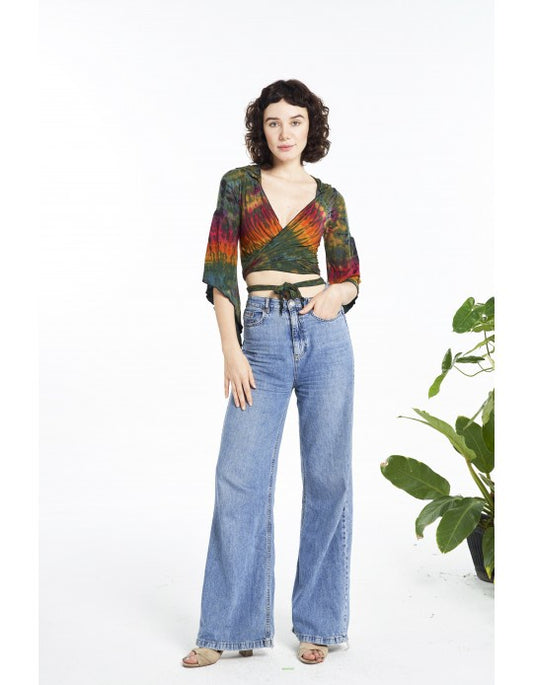 Tie Dye Wrap Around Crop Hoodie