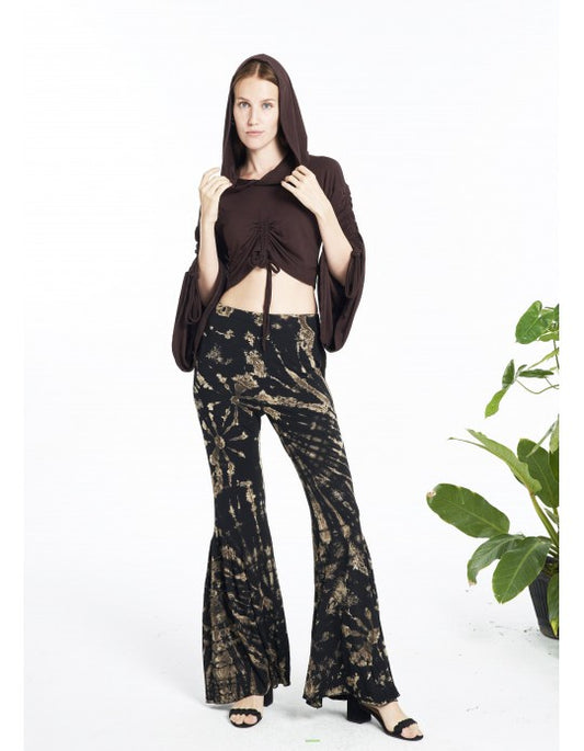 Tie Dyed Bell Bottom Pants in Brown
