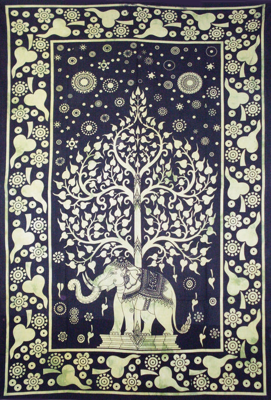 Tree of Life with Elephant Tapestry