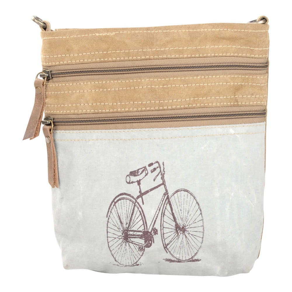 Clea Ray Two Tone Bike Double Zipper Crossbody Bag