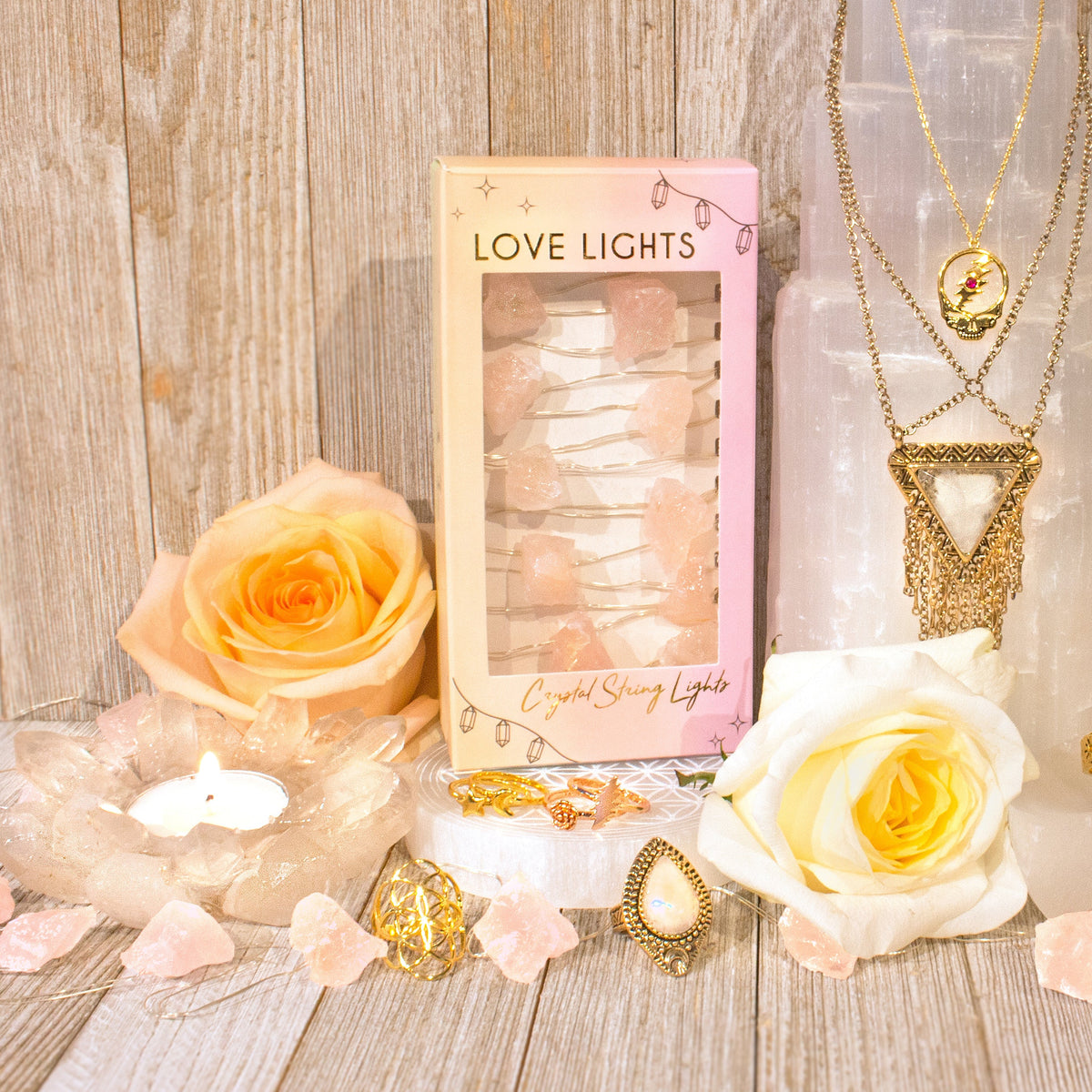 Love Lights ~ Crystal String Lights ~ Rose Quartz