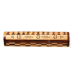 Wood Inlaid Coffin Incense Burner - Two Tone