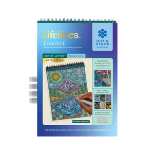 Lifelines™ FlowArt: Dot-By-Letter Majestic Earth (Metallic Ink) Coloring Pad