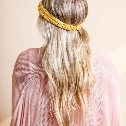 Floral Trailing Vine Twist Headwrap in Yellow