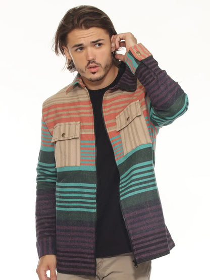 Sediment Zipper Shirt Jacket in Gemstone