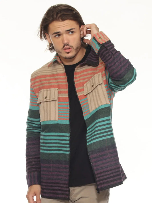 Sediment Zipper Shirt Jacket in Gemstone