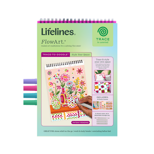 Lifelines™ FlowArt: Trace-To-Doodle Style Your Space Coloring Pad