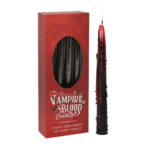 Vampire Blood Taper Candles – Set of 8 Black Candles That Bleed Red Wax