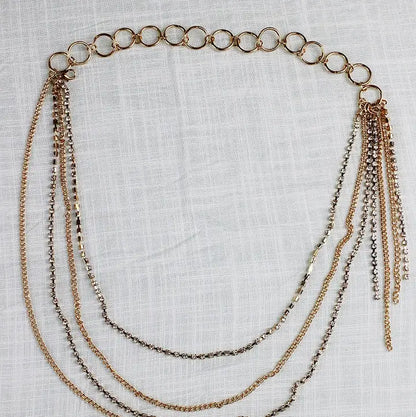 Triple-Layer Gold Chain Belt