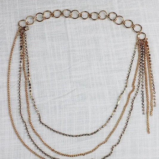 Triple-Layer Gold Chain Belt