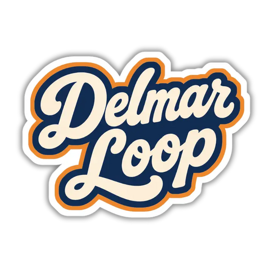 Retro Delmar Loop Script Sticker