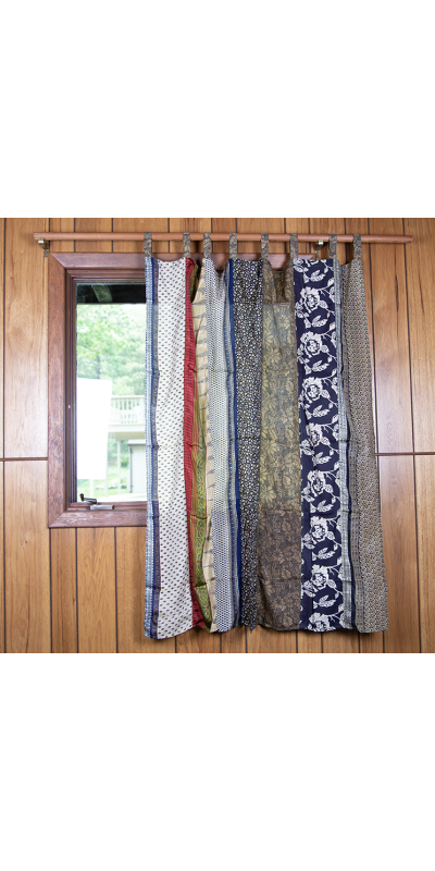 Recycled Sari Patchwork Curtain Panel (54" x 63") in Assorted Prints