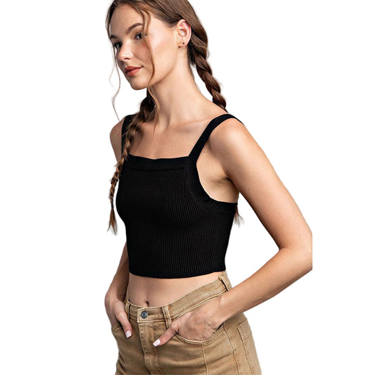 Crop Tank Top in Black