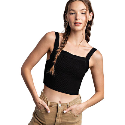 Crop Tank Top in Black