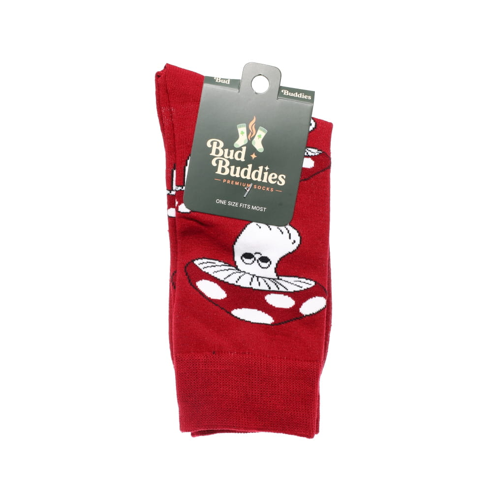 Bud Buddies Novelty Socks - Burgundy Mushroom Face