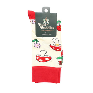 Bud Buddies Novelty Socks - Retro Red Mushroom & Flower