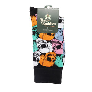 Bud Buddies Novelty Socks - Multi-Color Skull Collage