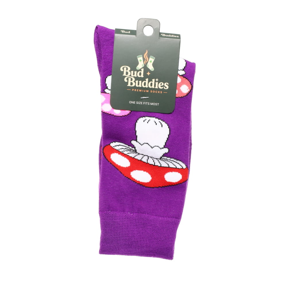 Bud Buddies Novelty Socks - Purple Colorful Toadstool
