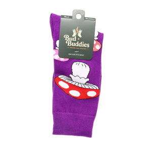 Bud Buddies Novelty Socks - Purple Colorful Toadstool