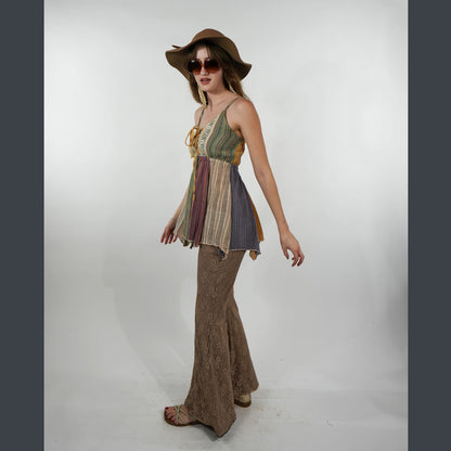 Hey Jude Patchwork Fairy Top in Tan