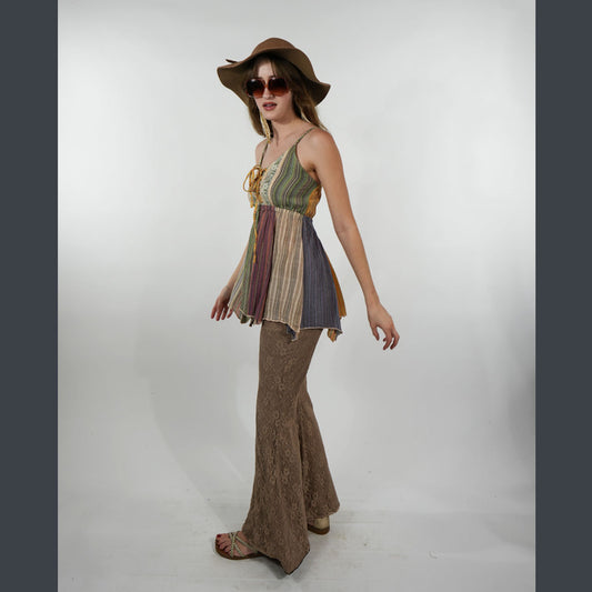Hey Jude Patchwork Fairy Top in Tan