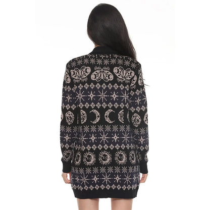 Fair Isle Celestial Cardigan in Black